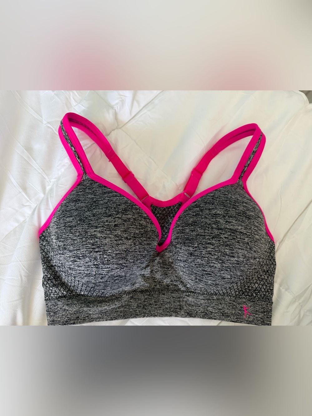 Danskin Gray Heather Sports Bra with Hot Pink Trim